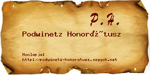 Podwinetz Honorátusz névjegykártya